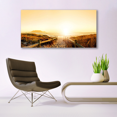 Glass Wall Art Footpath landscape brown