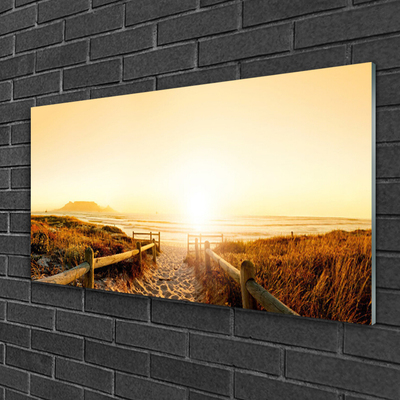 Glass Wall Art Footpath landscape brown