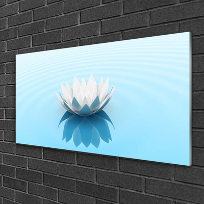 Glass Wall Art Flower floral white