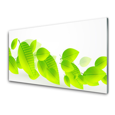 Glass Wall Art Leaves floral green