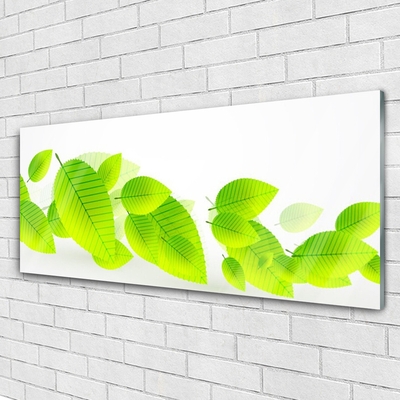 Glass Wall Art Leaves floral green