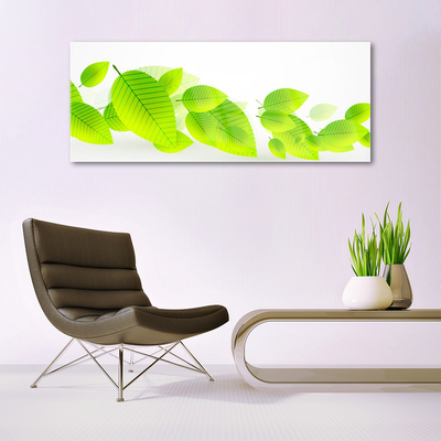 Glass Wall Art Leaves floral green