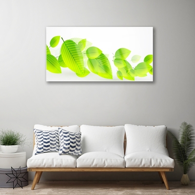 Glass Wall Art Leaves floral green