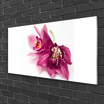 Glass Wall Art Flowers floral red