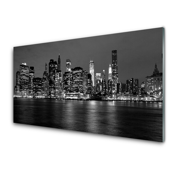 Glass Wall Art City houses grey