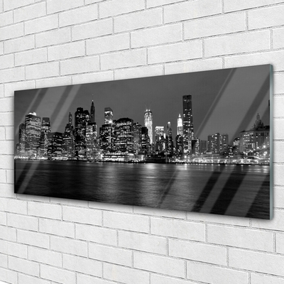 Glass Wall Art City houses grey