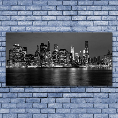 Glass Wall Art City houses grey