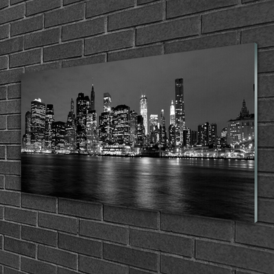 Glass Wall Art City houses grey
