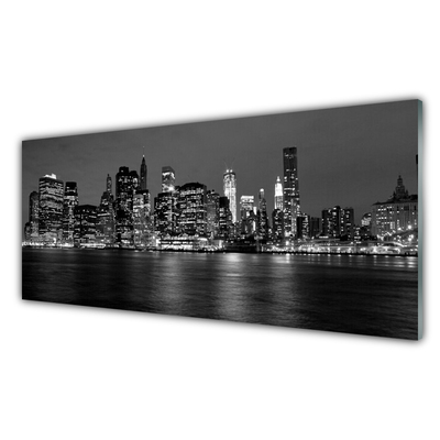 Glass Wall Art City houses grey