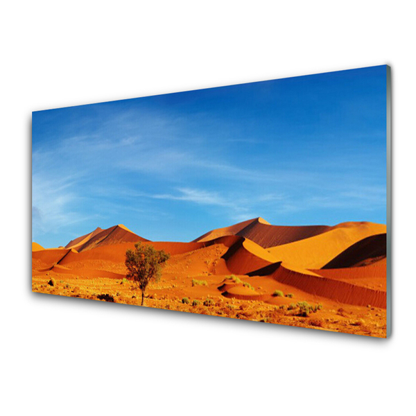 Glass Wall Art Desert landscape yellow