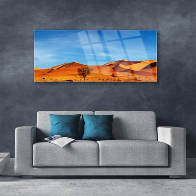 Glass Wall Art Desert landscape yellow