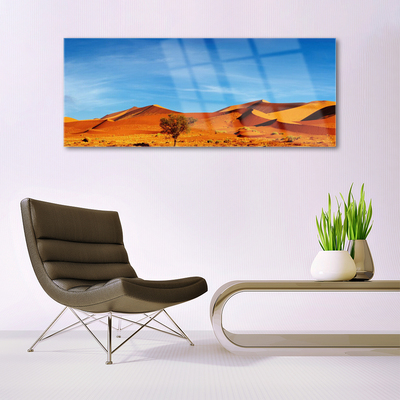 Glass Wall Art Desert landscape yellow