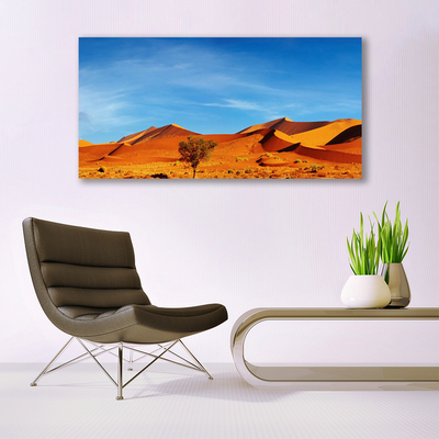 Glass Wall Art Desert landscape yellow