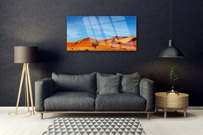 Glass Wall Art Desert landscape yellow