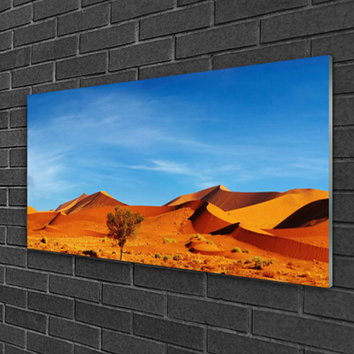 Glass Wall Art Desert landscape yellow