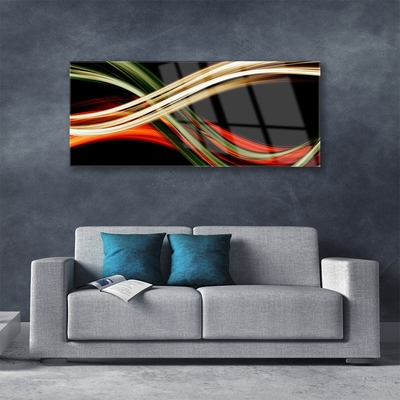 Glass Wall Art Abstract art black green yellow orange