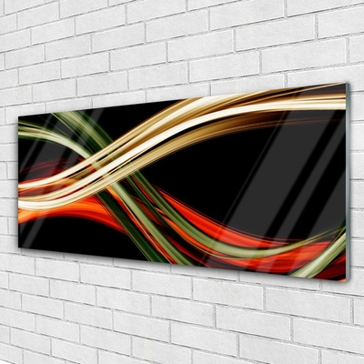 Glass Wall Art Abstract art black green yellow orange