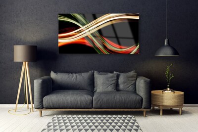 Glass Wall Art Abstract art black green yellow orange