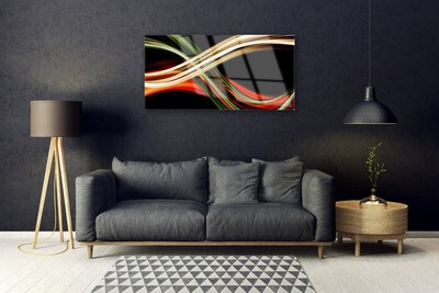 Glass Wall Art Abstract art black green yellow orange