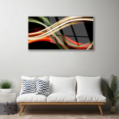 Glass Wall Art Abstract art black green yellow orange