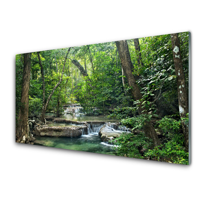 Glass Wall Art Forest nature brown green