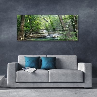 Glass Wall Art Forest nature brown green