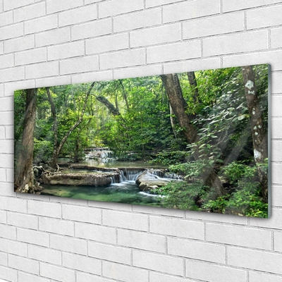 Glass Wall Art Forest nature brown green