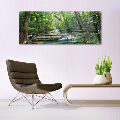 Glass Wall Art Forest nature brown green