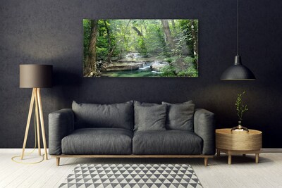 Glass Wall Art Forest nature brown green