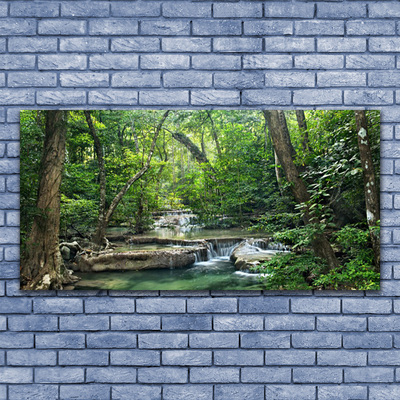 Glass Wall Art Forest nature brown green