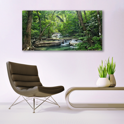 Glass Wall Art Forest nature brown green