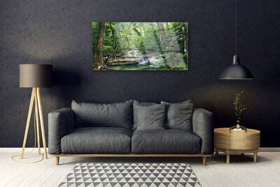 Glass Wall Art Forest nature brown green