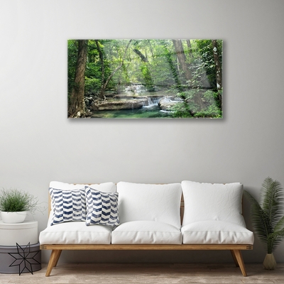 Glass Wall Art Forest nature brown green