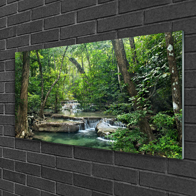 Glass Wall Art Forest nature brown green