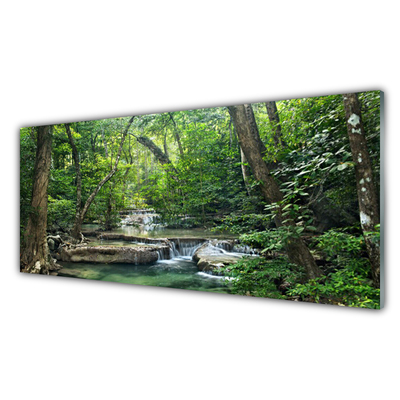 Glass Wall Art Forest nature brown green