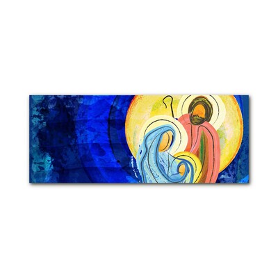 Glass Wall Art Abstraction Holy Family Winter