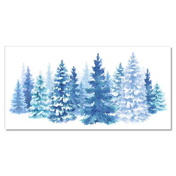 Glass Wall Art Winter Snow Christmas Trees