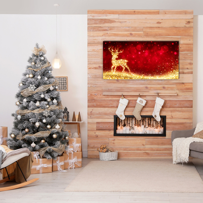 Glass Wall Art Golden Reindeer Christmas Decoration