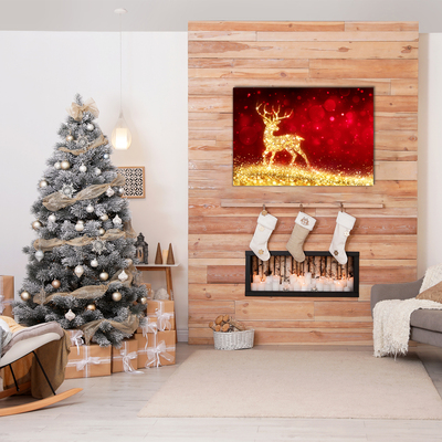 Glass Wall Art Golden Reindeer Christmas Decoration