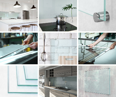 Glass splashback transparent