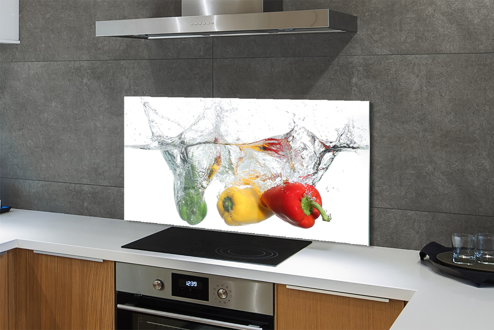 Splashback Toughened Glass Unique Modern Unique Kitchen Peppers Water Any Sizes 