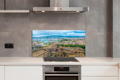 Kitchen Splashback Spanish seaside town harbor