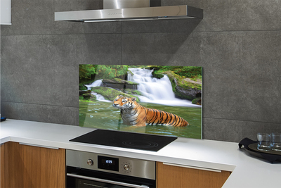Kitchen Splashback falling water tiger