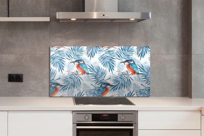 Kitchen Splashback painted bird on a branch