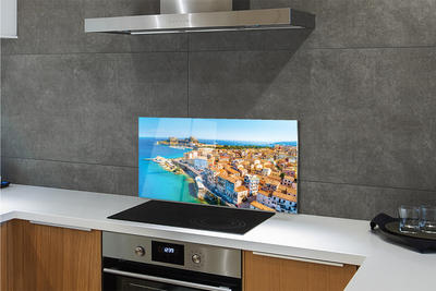 Kitchen Splashback Town on the coast of Greece Sea