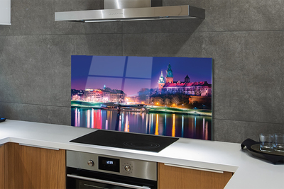 Kitchen Splashback Krakow River City Night