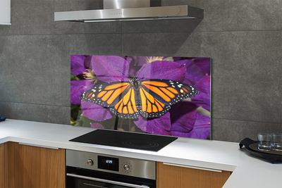 Kitchen Splashback Flowers colorful butterfly