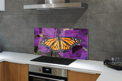 Kitchen Splashback Flowers colorful butterfly