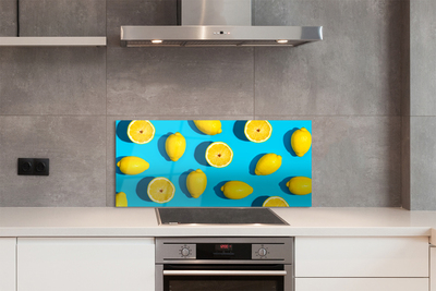 Kitchen Splashback Lemons on a blue background