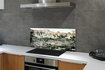 Kitchen Splashback Spain Mountains City Trees